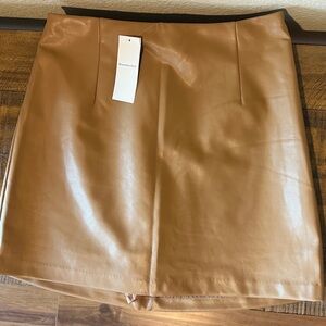 Tan Vegan Leather Skirt
